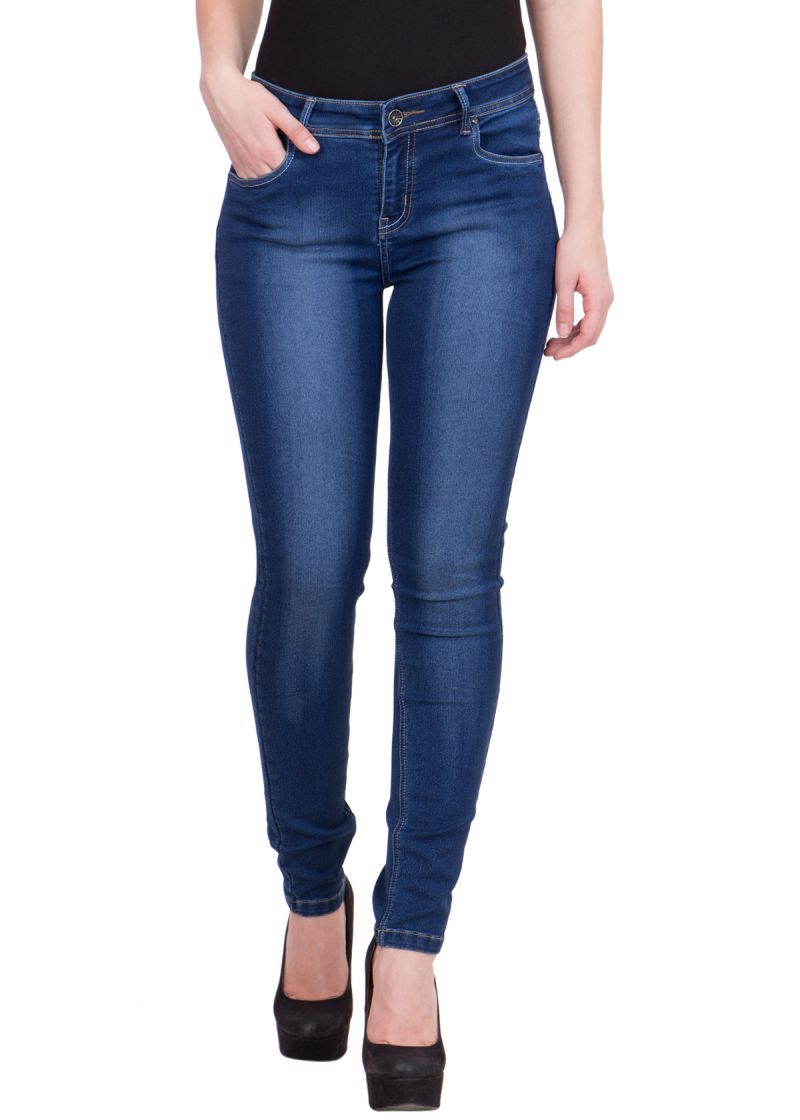 Dark Blue Denim Slim Fit Jeans for Women