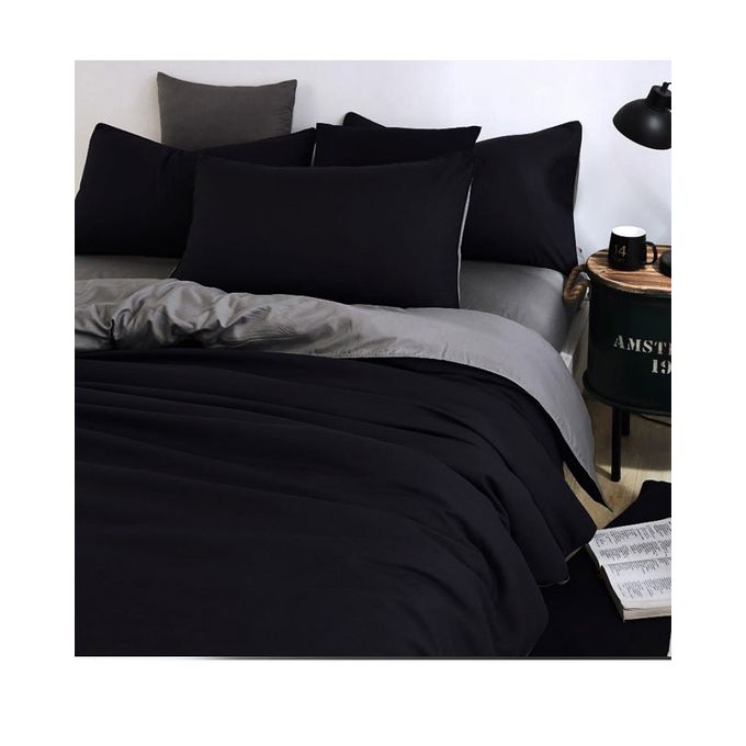  Pure Cotton Satin Bed Sets Black & Grey